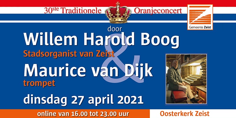 Oranjeconcert door stadsorganist Willem Harold Boog
