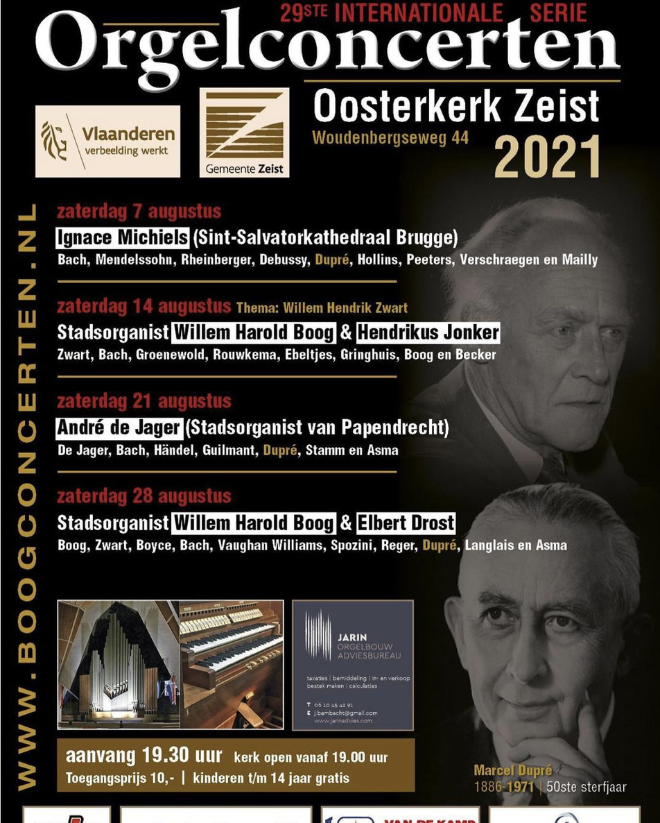 Orgelconcerten Oosterkerk : Willem Harold Boog & Hendrikus Jonker